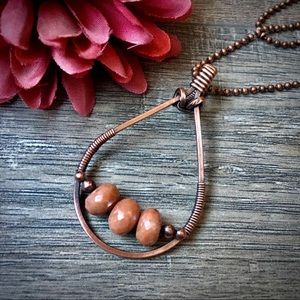 Chocolate moonstone wire wrapped pendant necklace